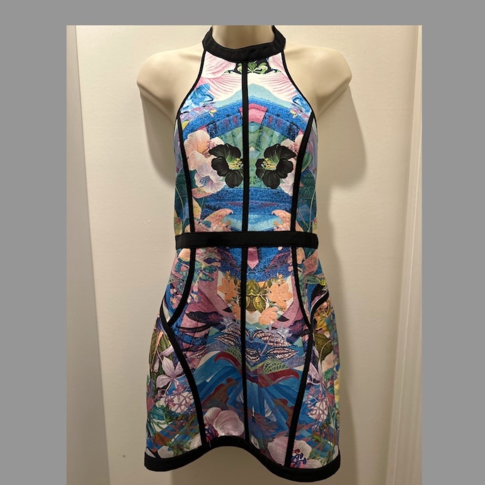 FINDERS KEEPERS HALTER FLORAL MINI DRESS